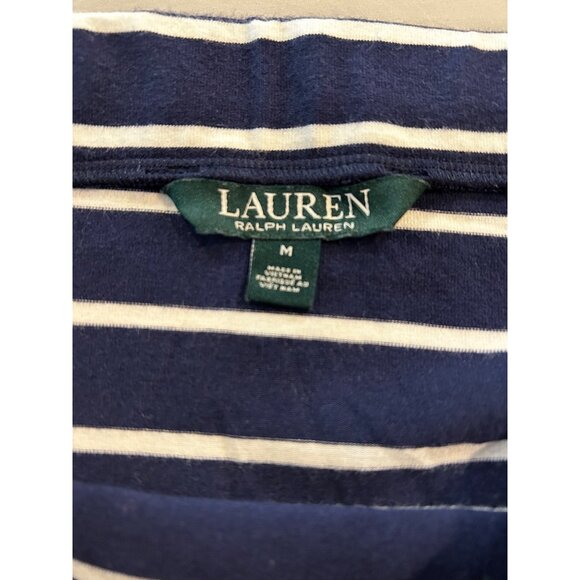 Lauren Ralph Lauren Striped Knit Maxi Skirt Nautical Pleated A-Line Size MED - Picture 2 of 5